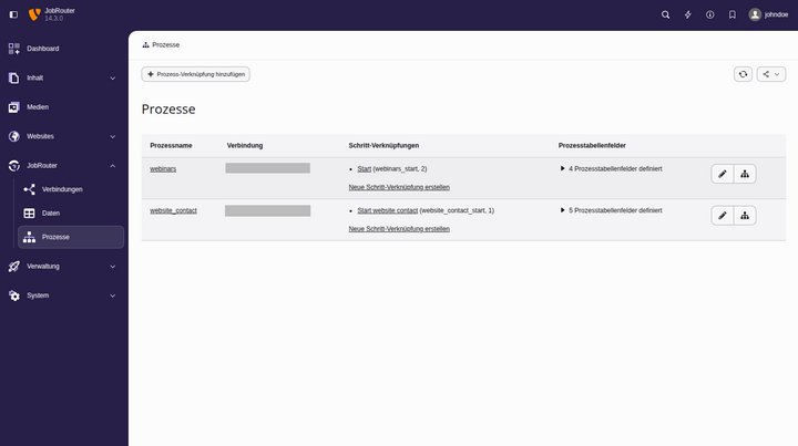 TYPO3-Backend-Modul für die Definition von Prozess- und Schrittverknüpfungen