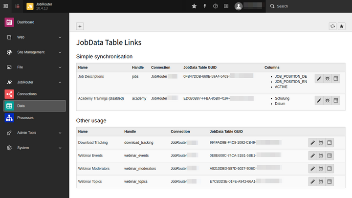 TYPO3 backend module for defining links to JobData tables