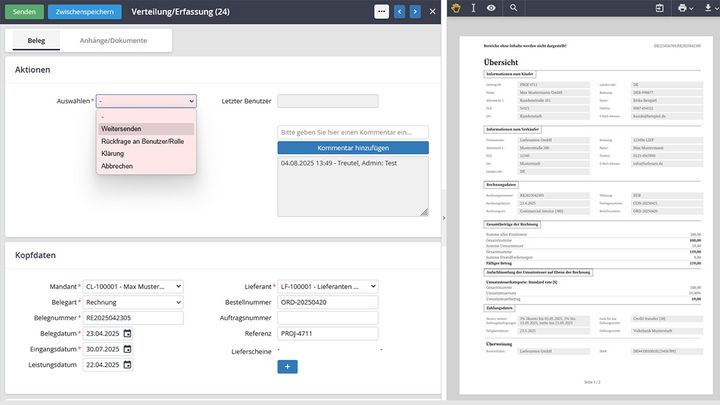 Erfassung des Eingangsrechnungsworkflows