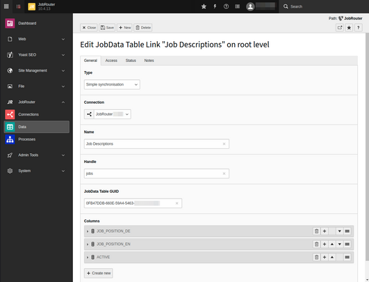 Editing JobData table links