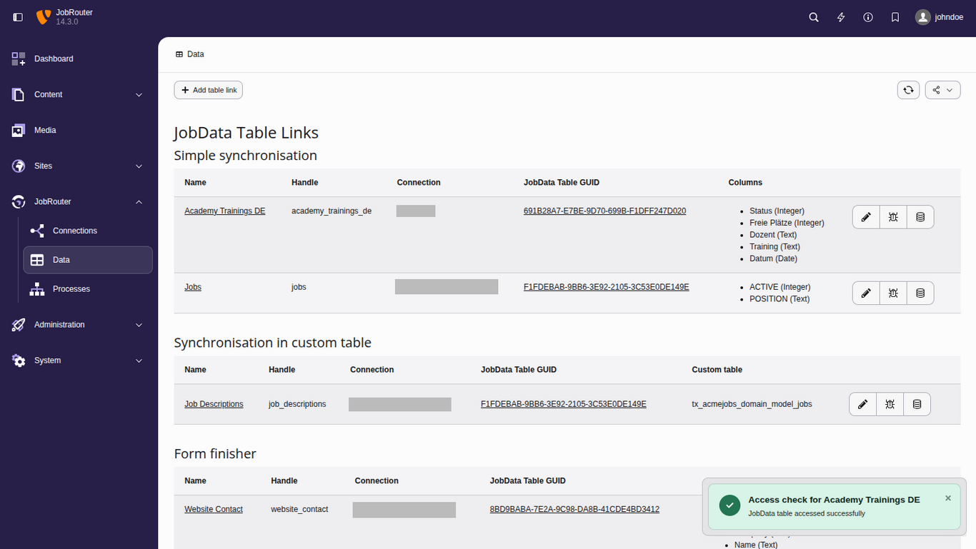 Connect TYPO3 with JobRouter® JobData tables