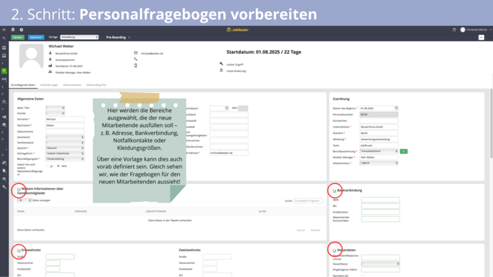 Personalfragebogen vorbereiten