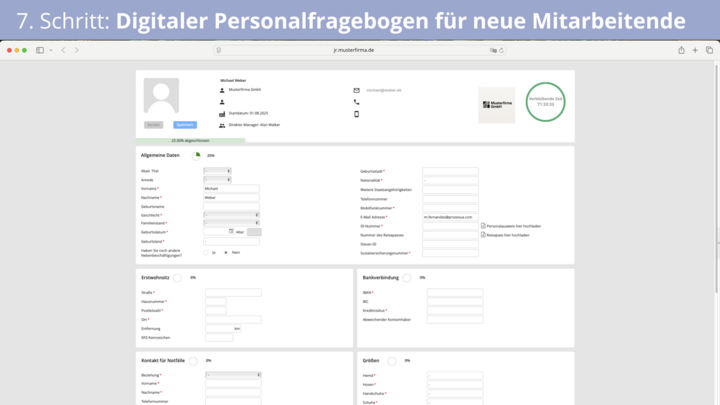 Digitaler Personalfragebogen für neue Mitarbeitende