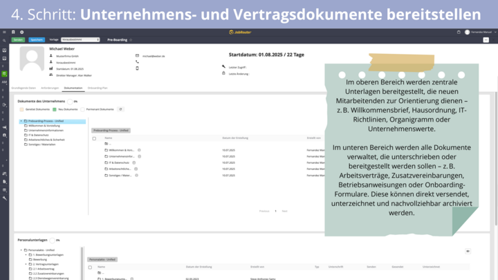 Unternehmens- und Vertragsdokumente bereitstellen
