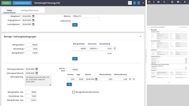 Erfassung des Eingangsrechnungsworkflows