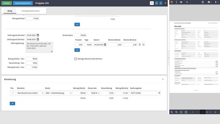 Freigabe des Eingangsrechnungsworkflows